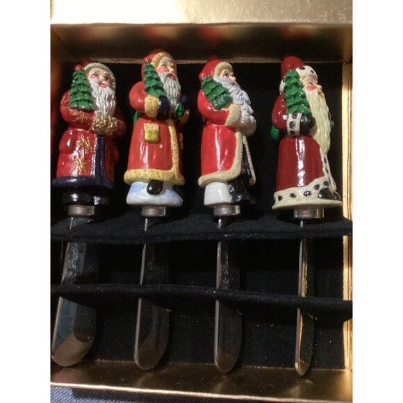 Christopher Radko Hand Painted “Home For The Holidays” Santa Cheese Pate Knives - Picture 3 of 7